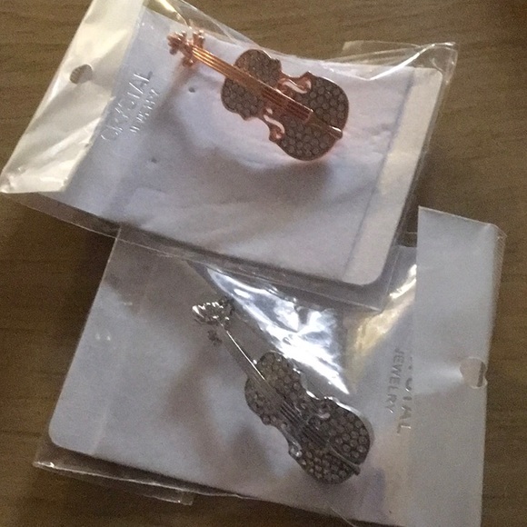 NWT Violin brooch in gold or silver - Picture 8 of 8